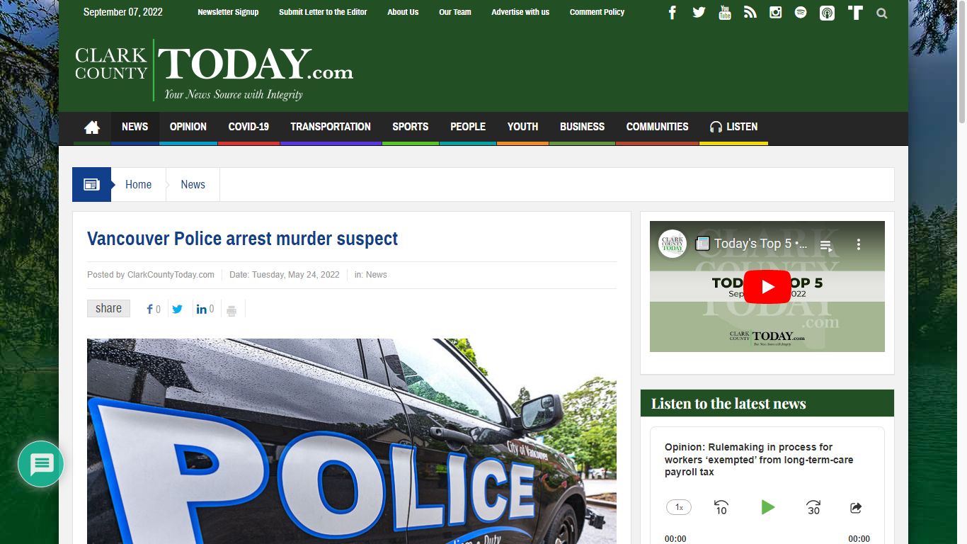 Vancouver Police arrest murder suspect – ClarkCountyToday.com